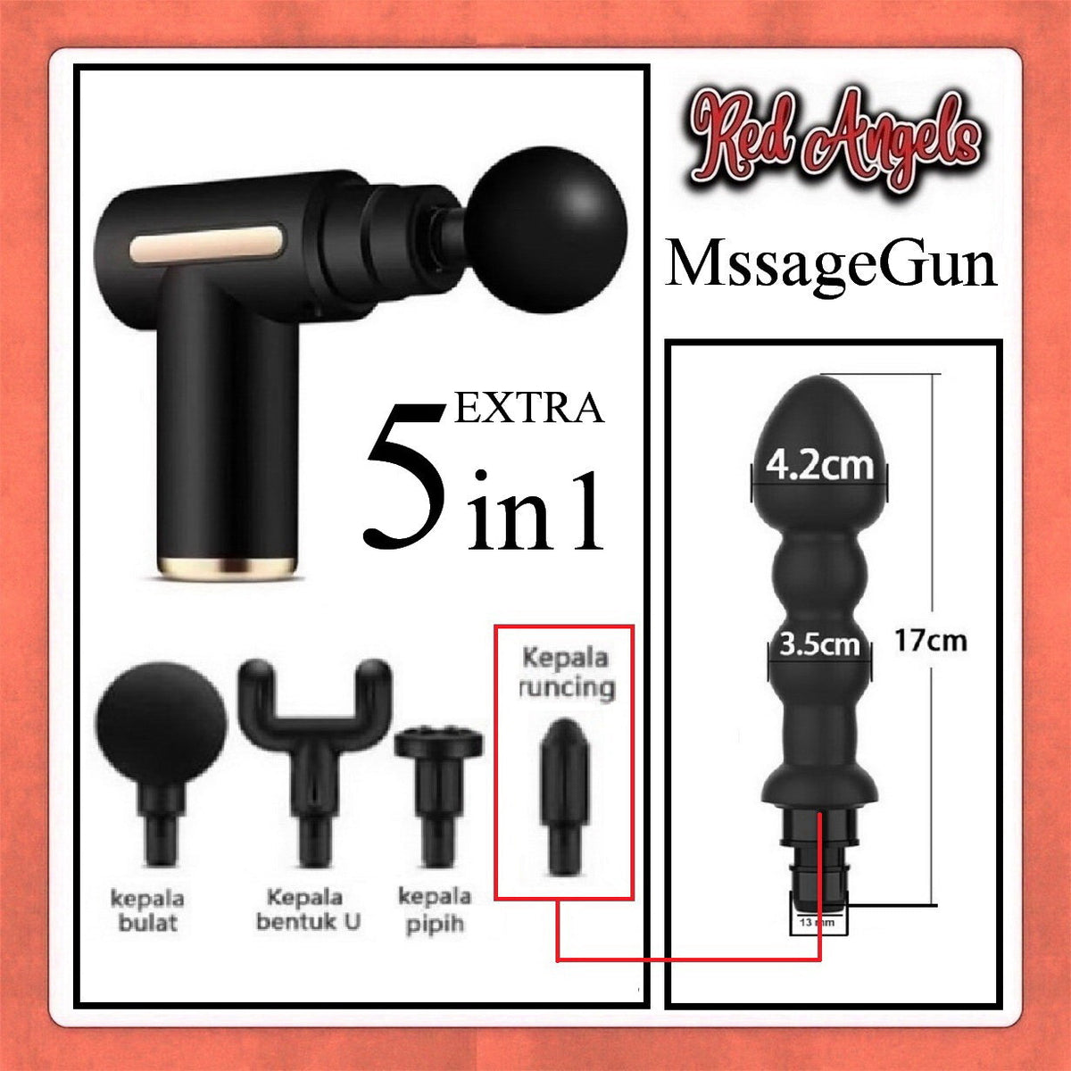 Pekalongan Red Angels Vibrator Massage Gun Extra Big Silikon Stick
