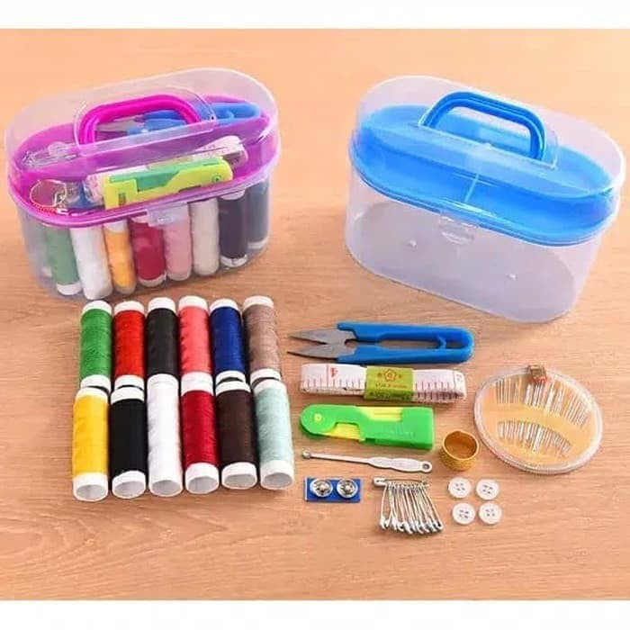BENANG SET ALAT JAHIT KECIL LENGKAP BESAR SEWING BOX MINI PORTABLE PERALATAN MENJAHIT