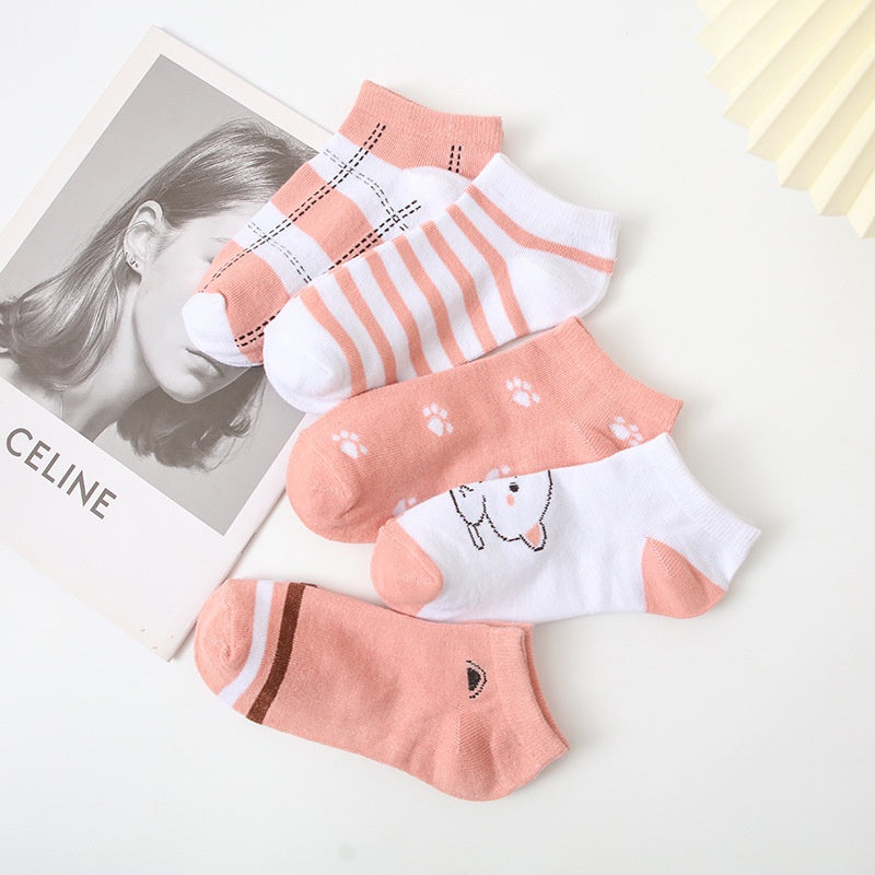 Kaos Kaki Kucing Lucu Pink Cat Women Socks Import Kaos Kaki Berkualitas Pinky Imut Korean Style