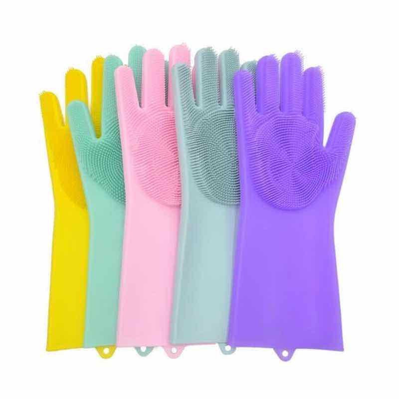 Sarung Tangan Cuci Piring Silikon Gloves Multifungsi Serbaguna Spons Cuci Piring Scrub