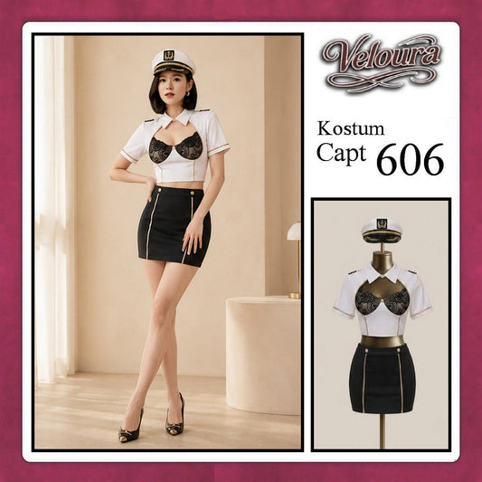 Pekalongan Veloura Capt Cosplay Set - Lingerie Kostum Kapten Pilot Seksi Sailor Captain 606