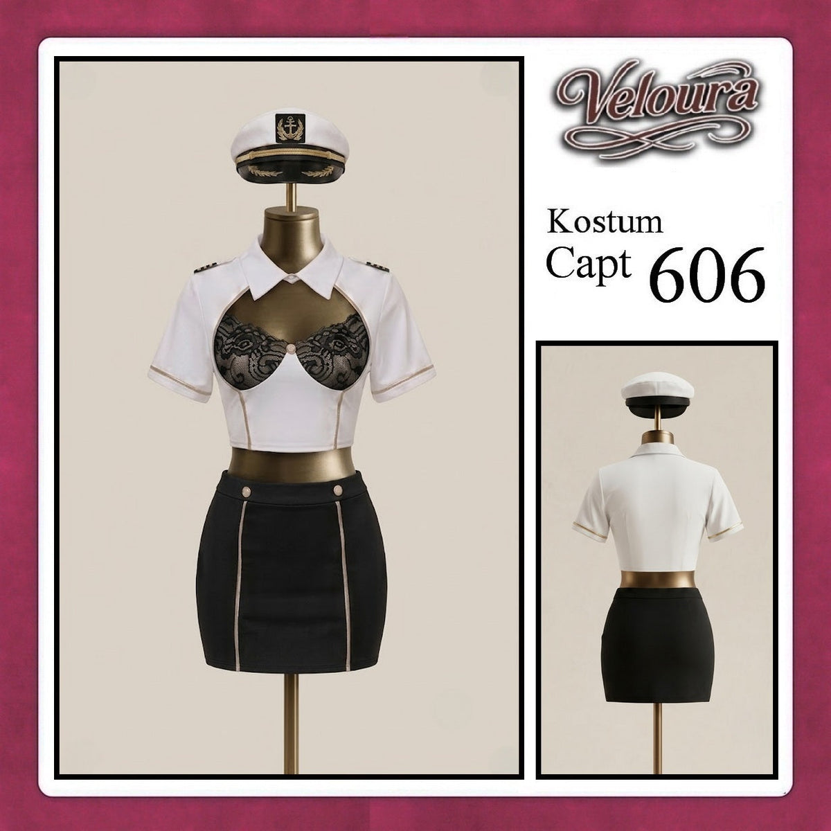 Pekalongan Veloura Capt Cosplay Set - Lingerie Kostum Kapten Pilot Seksi Sailor Captain 606