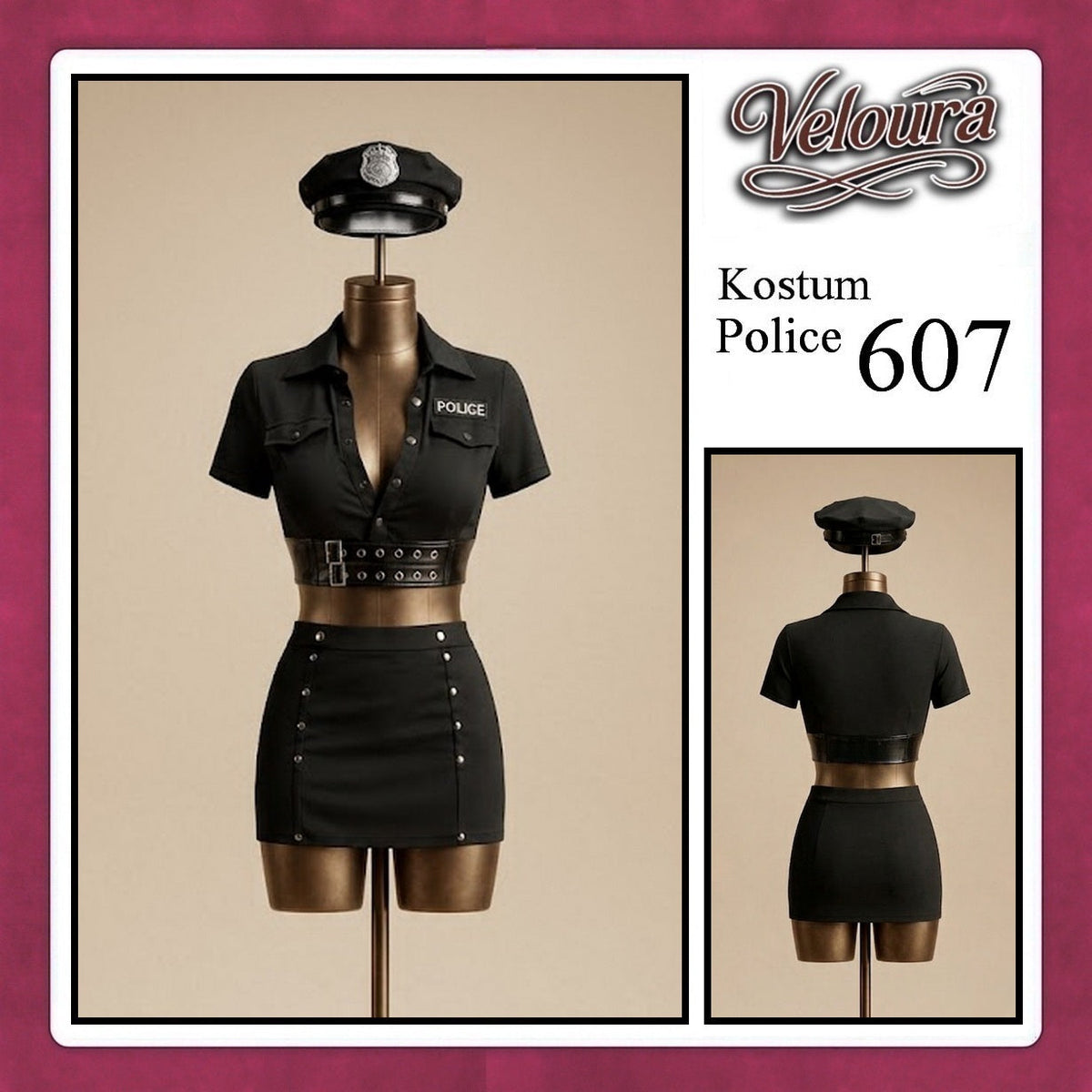 Pekalongan Veloura Police Cosplay Set - Lingerie Kostum Polisi Wanita Seksi Officer Bad Girl 607