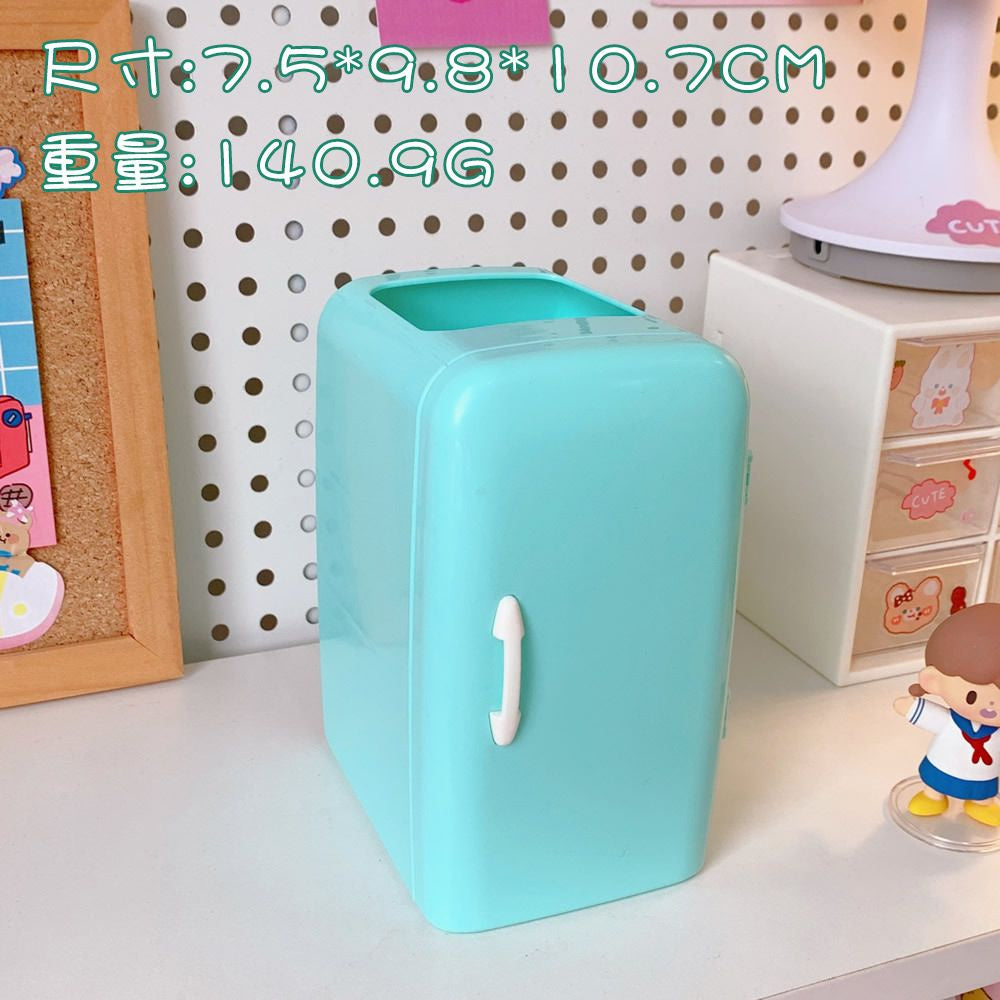 Kotak Pensil Bentuk Kulkas Unik Serbaguna Dengan Laci Kotak Pena Cute Fridge Penholder Berkualitas Korean Style Tempat Pensil Aesthetic Desk Decoration Stationary Kit