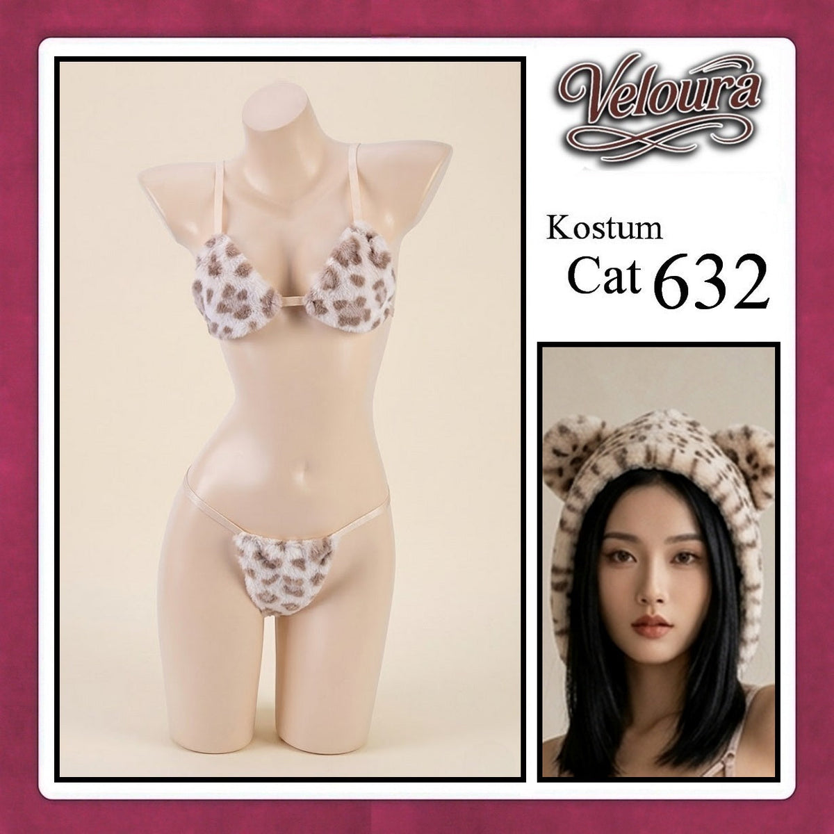 Pekalongan Veloura Pakaian Sexy Lingerie Kostum Night Cosplay Kucing - Cat Hoody 632 + STOCKING