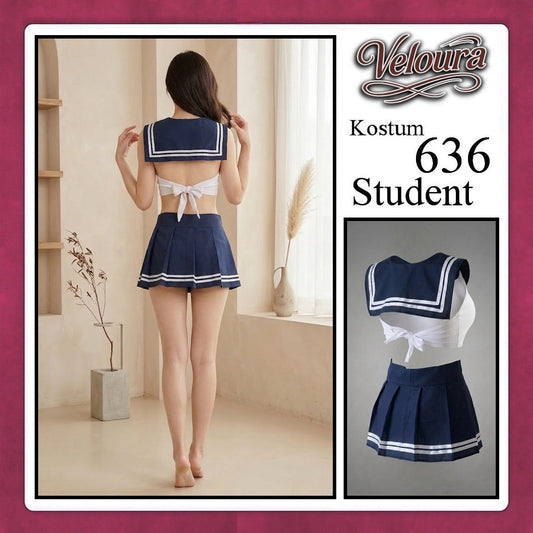Pekalongan Veloura Pakaian Sexy Lingerie Wanita dan Cosplay Seksi Student Crop Top - 636