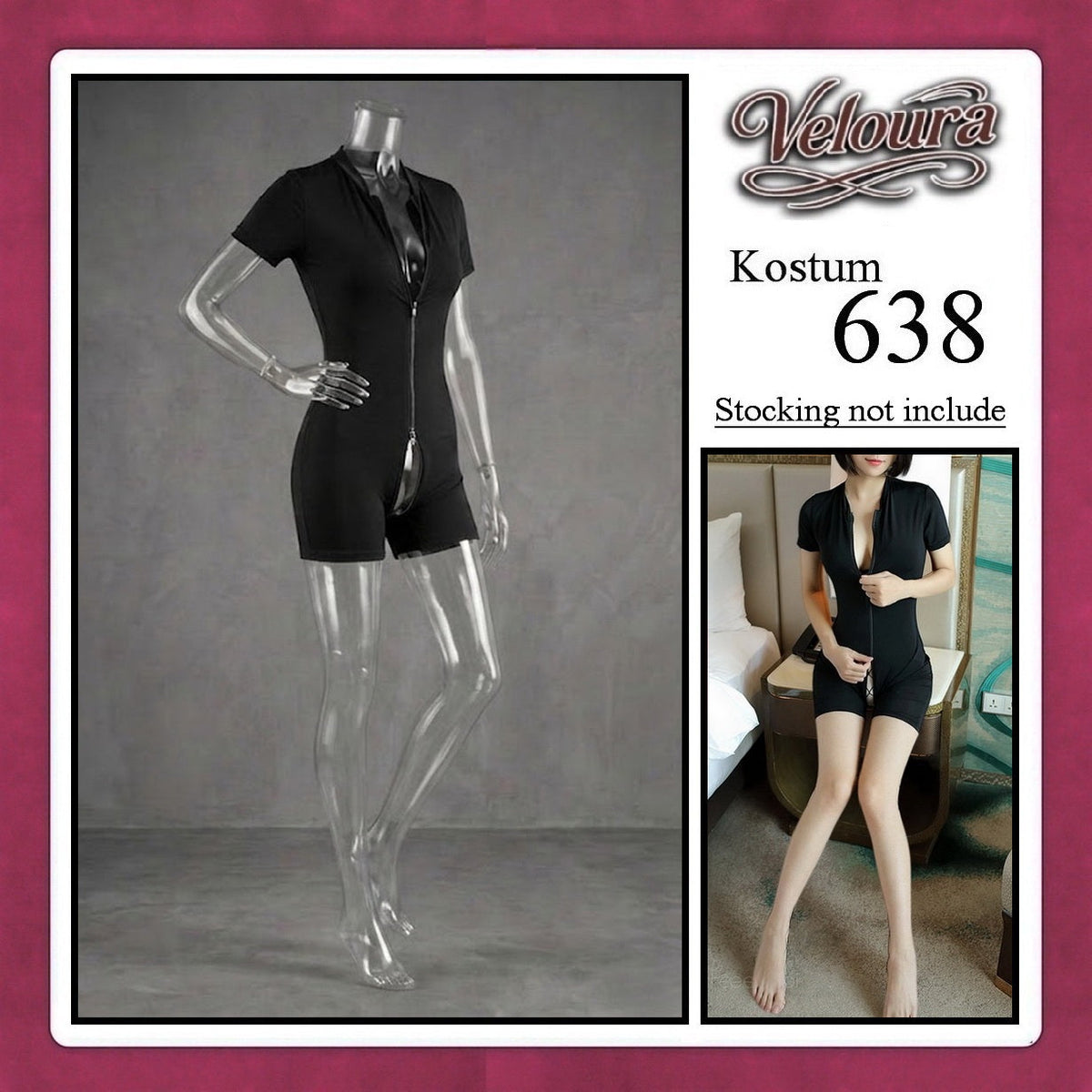 Pekalongan Veloura Pakaian Set Wanita Jumpsuit Bodysuit Black - 638