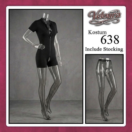 Pekalongan Veloura Pakaian Set Wanita Jumpsuit Bodysuit Black - 638
