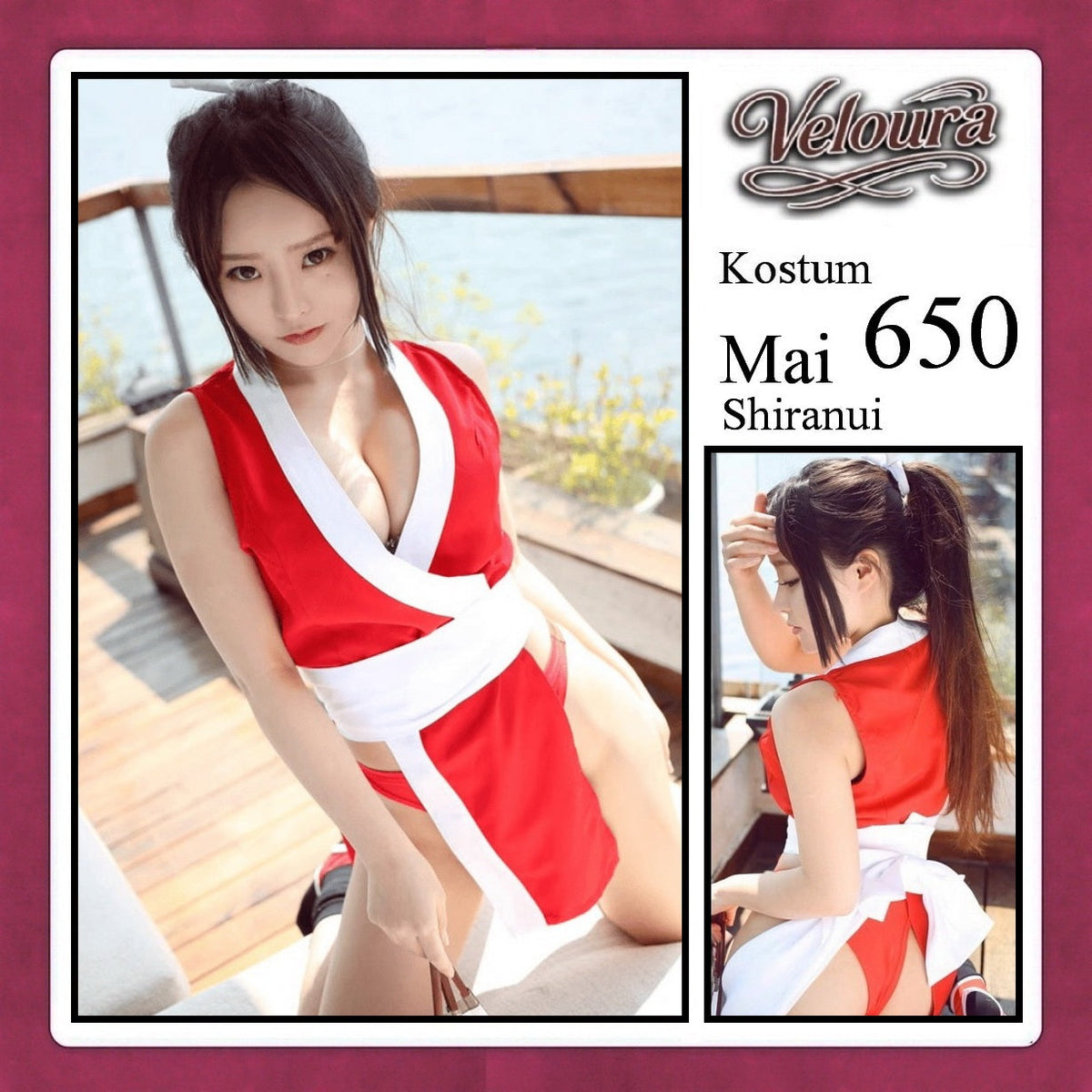 Pekalongan Veloura Sexy Lingerie Pakaian Cosplay Kostum Tema Kof Mai Shiranui - 650