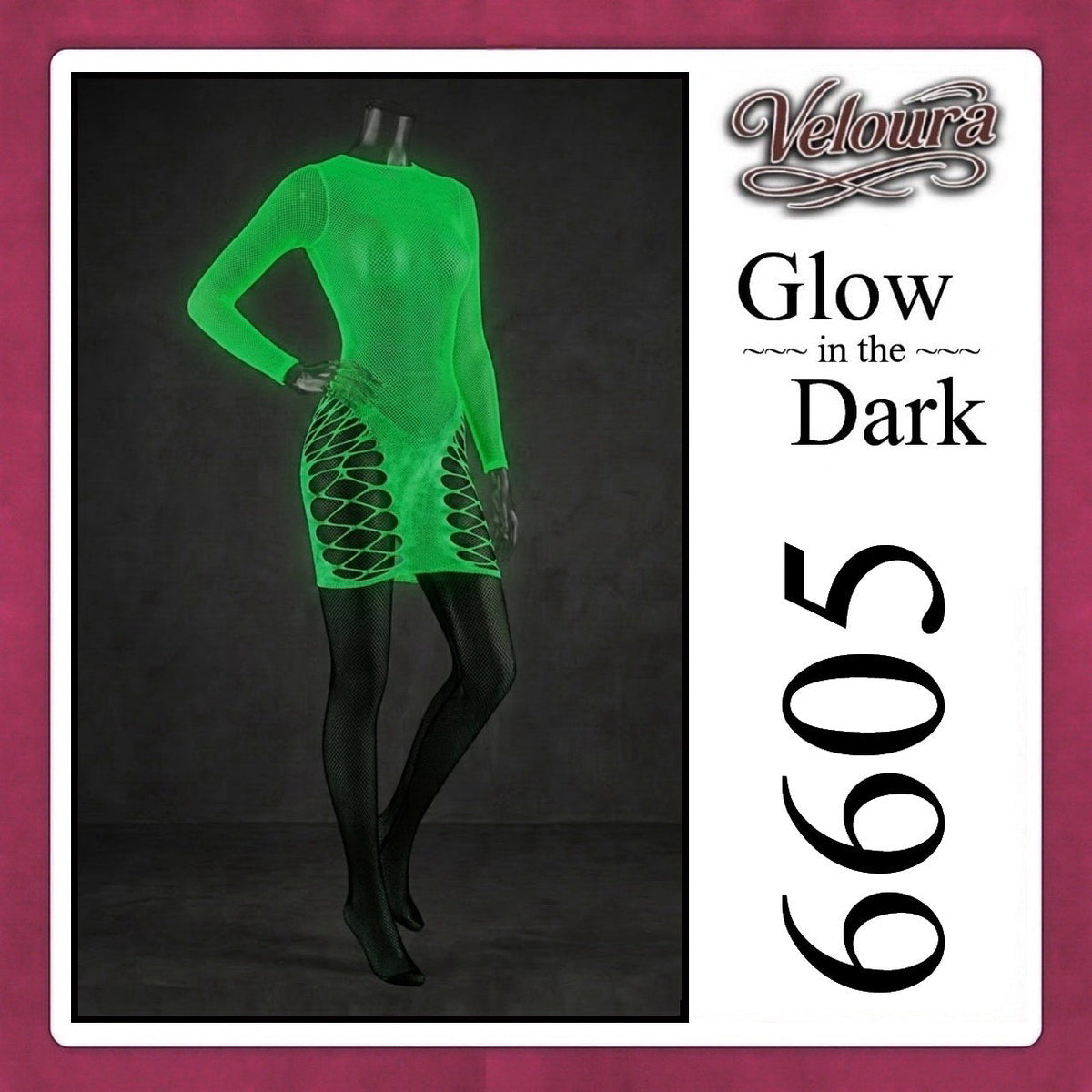 Pekalongan Veloura Bodysuit Spandek Sexy Lingerie Glow in the Dark Net Clothes - GITD 6605