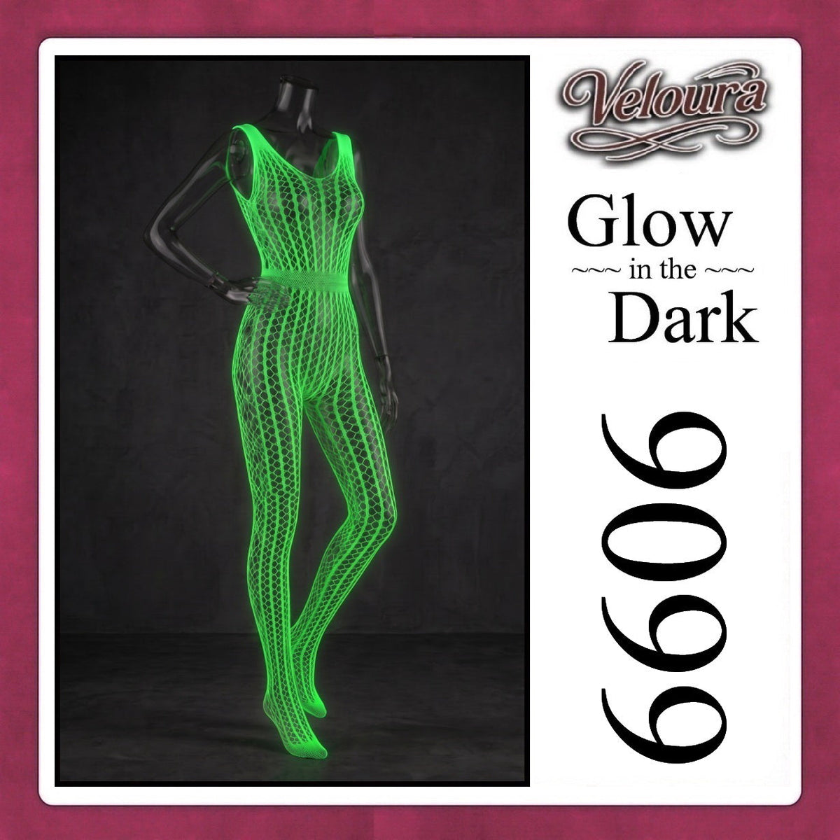 Pekalongan Veloura Bodysuit Spandek Sexy Lingerie Glow in the Dark Net Clothes - GITD 6606