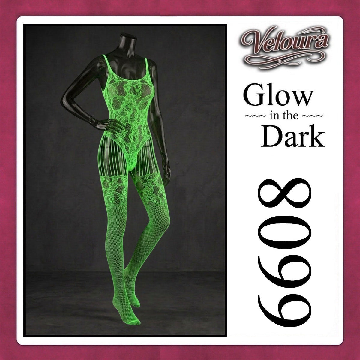 Pekalongan Veloura Bodysuit Spandek Sexy Lingerie Glow in the Dark Net Clothes - GITD 6608