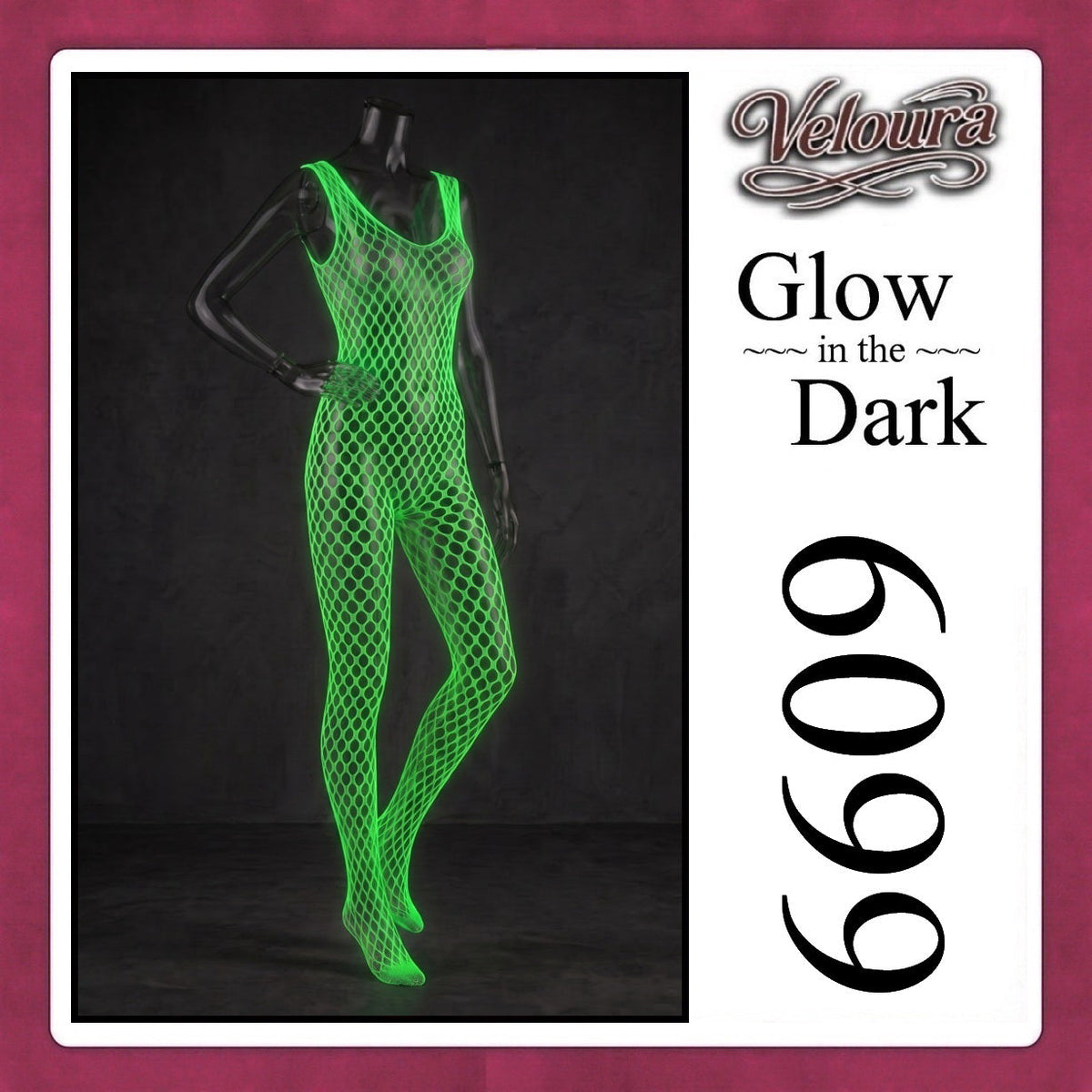 Pekalongan Veloura Bodysuit Spandek Sexy Lingerie Glow in the Dark Net Clothes - GITD 6609