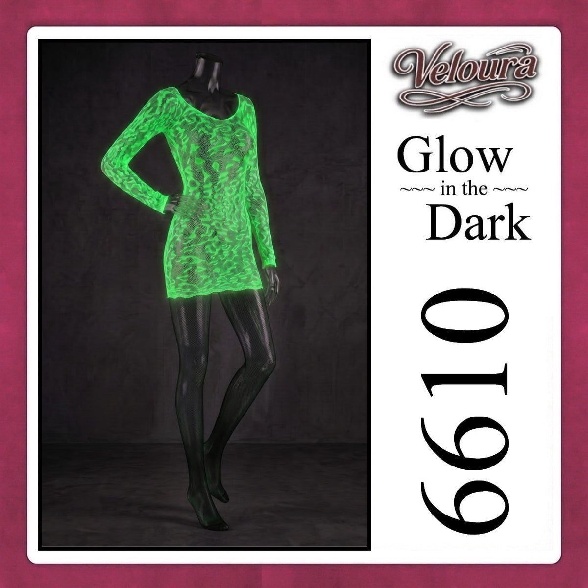 Pekalongan Veloura Bodysuit Spandek Sexy Lingerie Glow in the Dark Net Clothes - GITD 6610