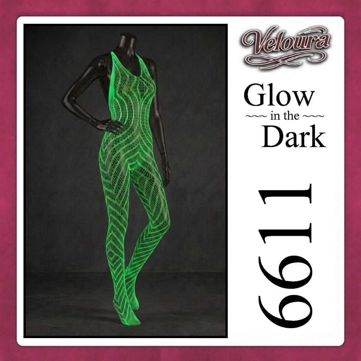 Pekalongan Veloura Bodysuit Spandek Sexy Lingerie Glow in the Dark Net Clothes - GITD 6611
