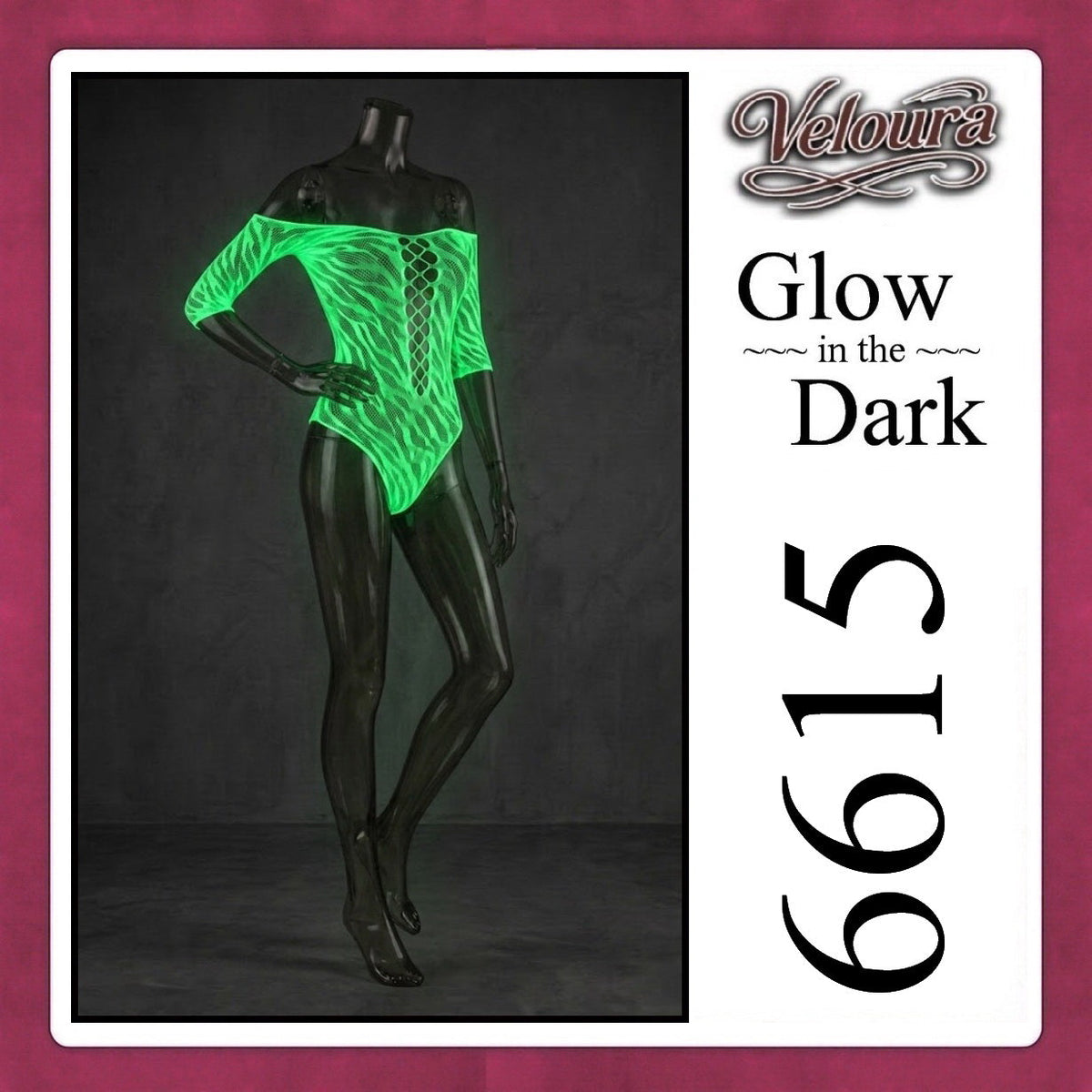 Pekalongan Veloura Bodysuit Spandek Sexy Lingerie Glow in the Dark Net Clothes - GITD 6615