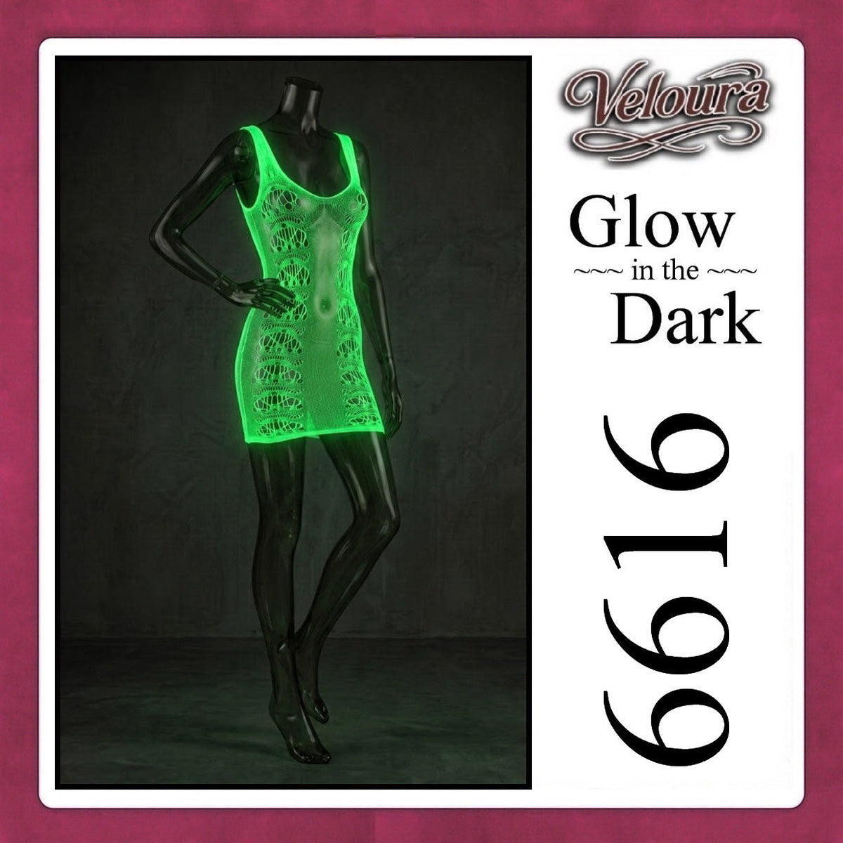 Pekalongan Veloura Bodysuit Spandek Sexy Lingerie Glow in the Dark Net Clothes - GITD 6616