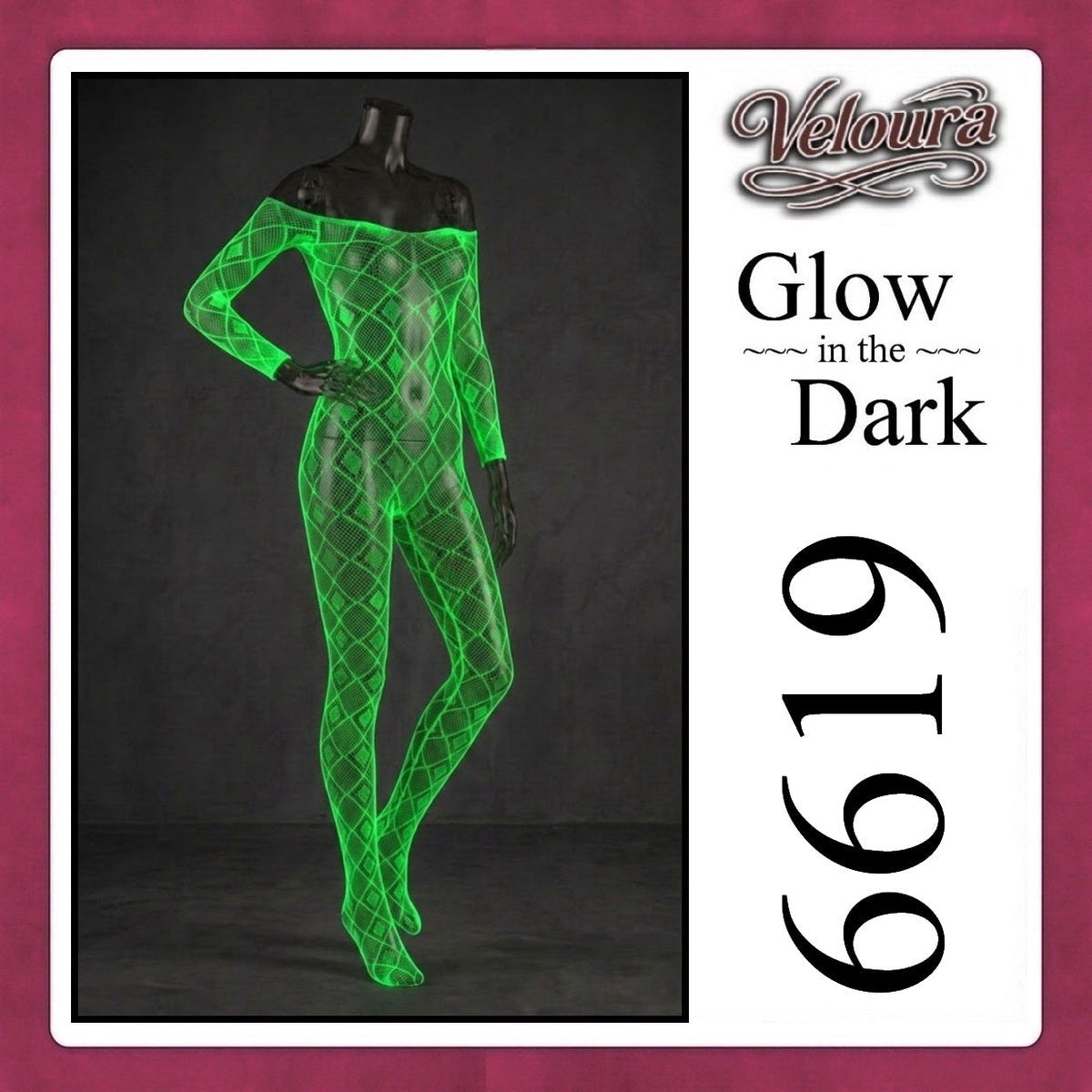 Pekalongan Veloura Bodysuit Spandek Sexy Lingerie Glow in the Dark Net Clothes - GITD 6619