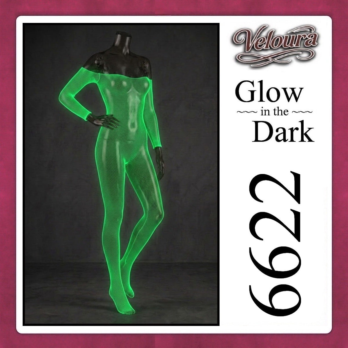 Pekalongan Veloura Bodysuit Spandek Sexy Lingerie Glow in the Dark Net Clothes - GITD 6622
