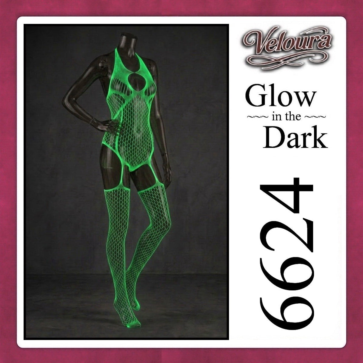 Pekalongan Veloura Bodysuit Spandek Sexy Lingerie Glow in the Dark Net Clothes - GITD 6624