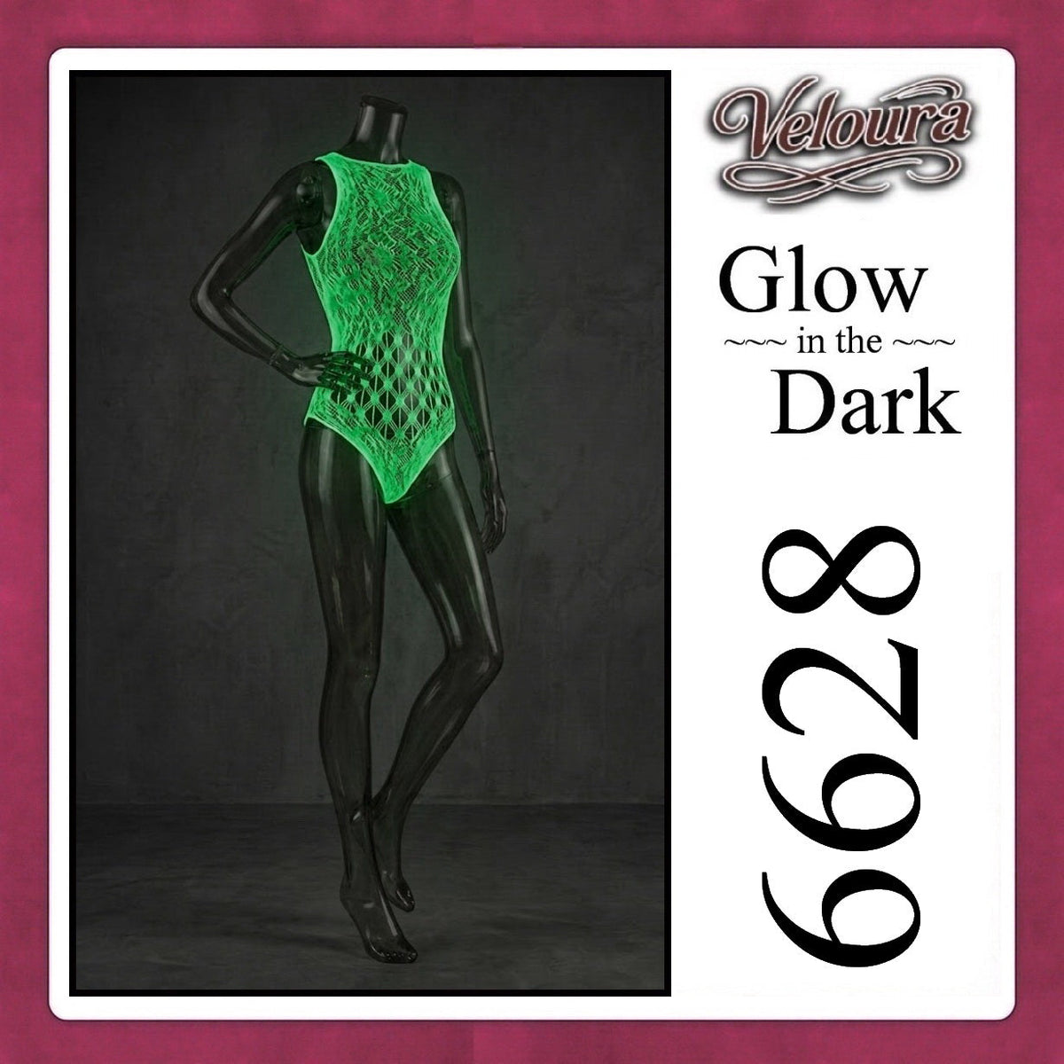 Pekalongan Veloura Bodysuit Spandek Sexy Lingerie Glow in the Dark Net Clothes - GITD 6628