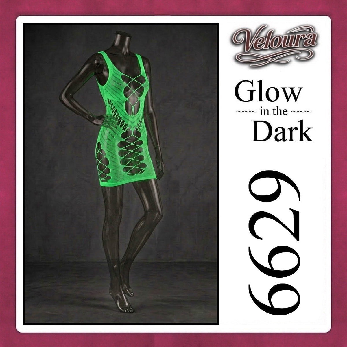 Pekalongan Veloura Bodysuit Spandek Sexy Lingerie Glow in the Dark Net Clothes - GITD 6629