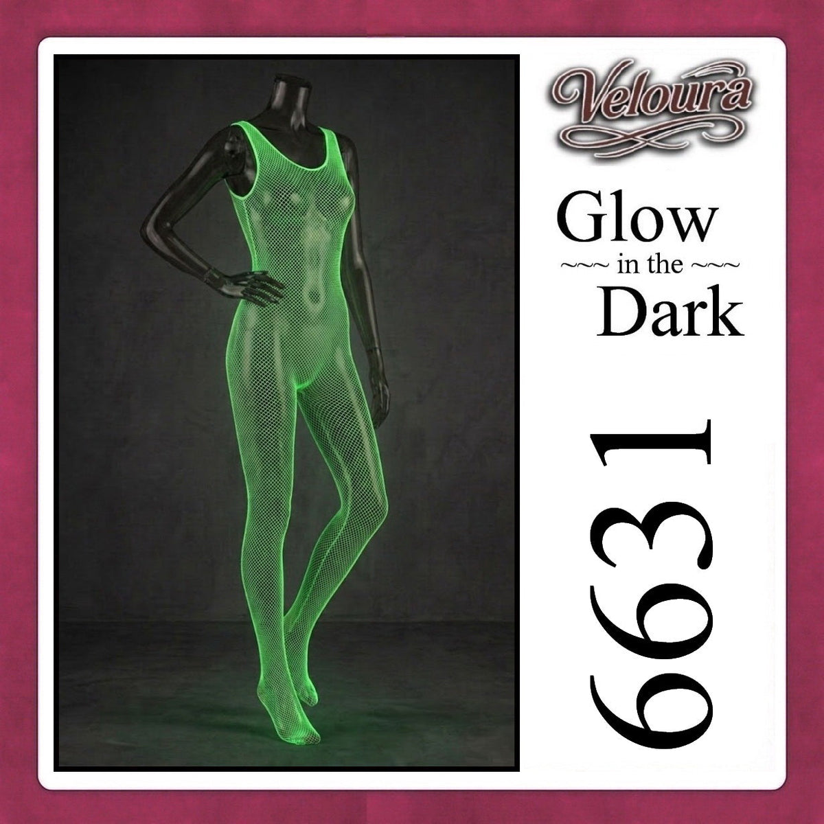 Pekalongan Veloura Bodysuit Spandek Sexy Lingerie Glow in the Dark Net Clothes - GITD 6631