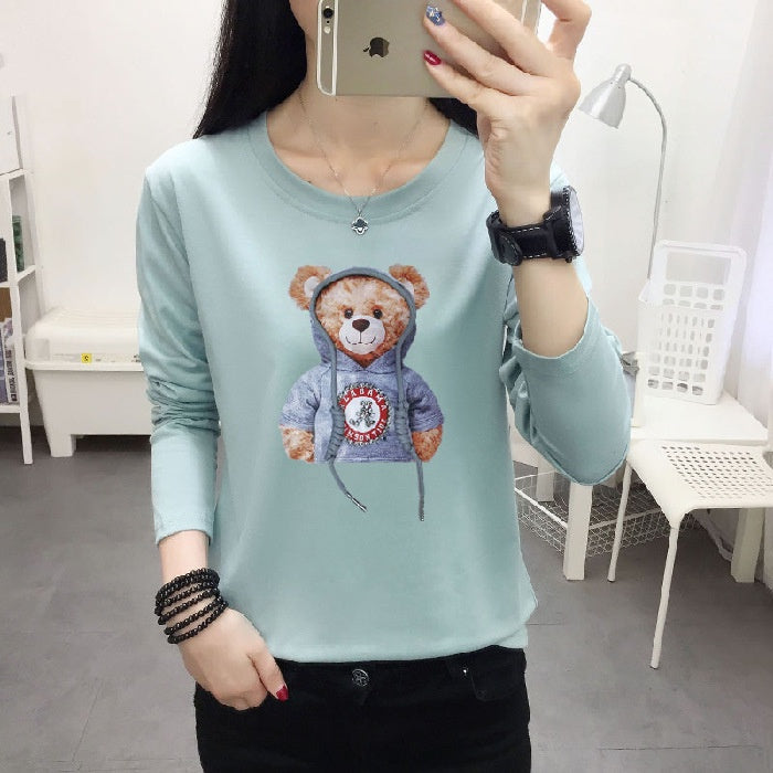 Kaos Lengan Panjang Kekinian Teddy Bear Lucu Kaos Oversize T-shirt Beruang Lucu Unik Unisex Berkualitas Korean Style