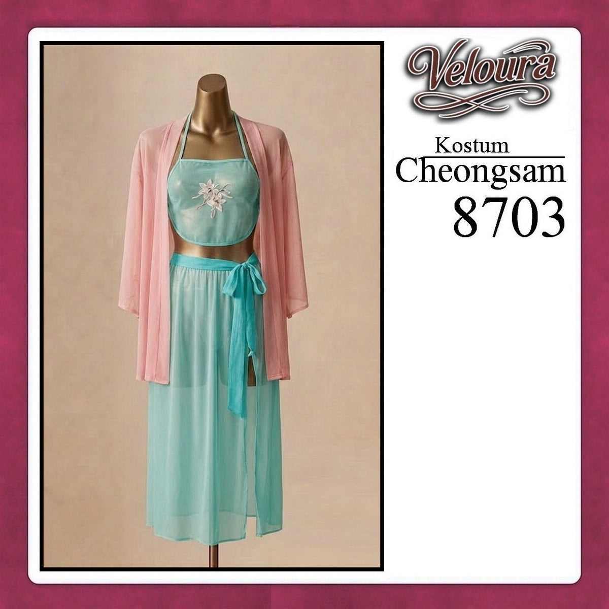 Pekalongan Veloura Pakaian Cheongsam Mini Kostum Lingerie Set Dress Sexy Model Baju China 8703