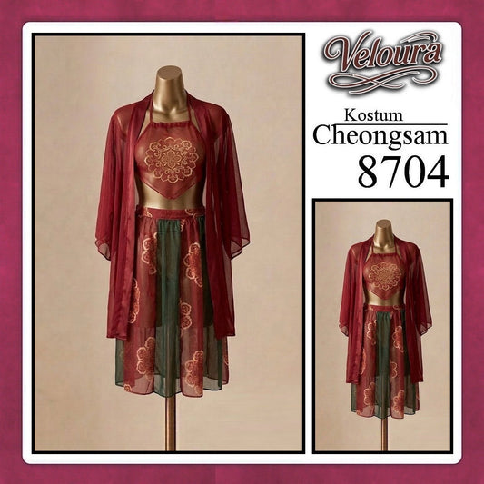 Pekalongan Veloura Pakaian Cheongsam Mini Kostum Lingerie Set Dress Sexy Model Baju China 8704