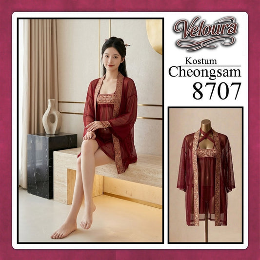 Pekalongan Veloura Pakaian Cheongsam Mini Kostum Lingerie Set Dress Sexy Model Baju China 8707