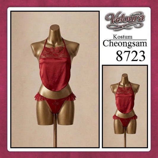 Pekalongan Veloura Pakaian Cheongsam Mini Kostum Lingerie Set Dress Sexy Model Baju China 8723