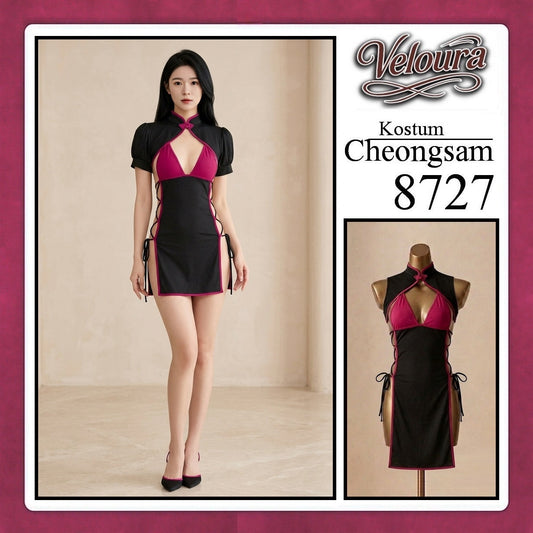 Pekalongan Veloura Pakaian Cheongsam Mini Kostum Lingerie Set Dress Sexy Model Baju China 8727