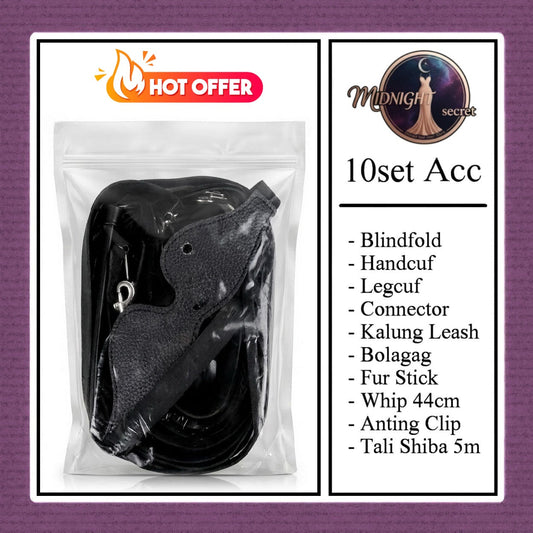 Pekalongan Midnight Pack 10 in 1 Accessories Erotic Game BDSM Set - Black