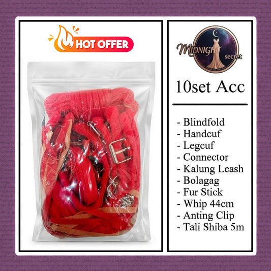 Pekalongan Midnight Pack 10 in 1 Accessories Erotic Game BDSM Set - Red