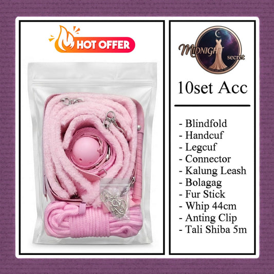 Pekalongan Midnight Pack 10 in 1 Accessories Erotic Game BDSM Set - Pink