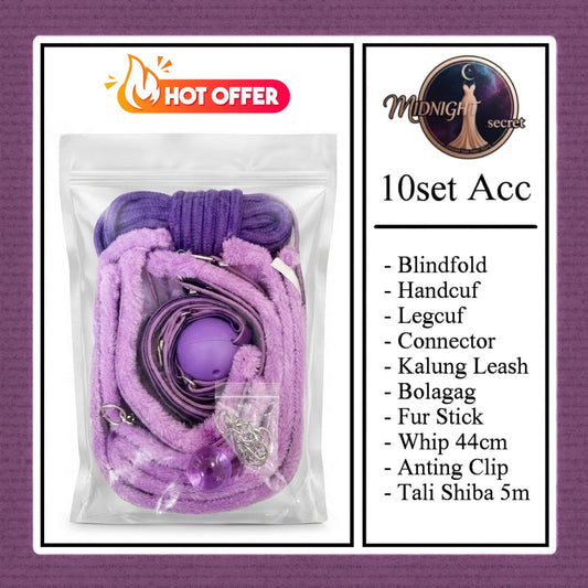 Pekalongan Midnight Pack 10 in 1 Accessories Erotic Game BDSM Set - Purple