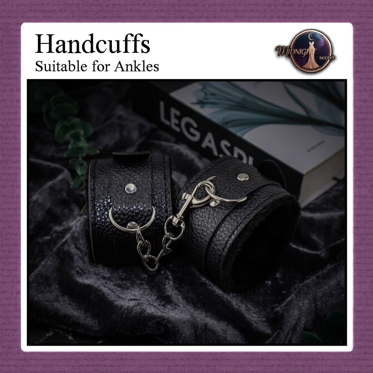 Pekalongan Midnight Handcuffs - Borgol Tangan Velvet PU Leather - Wrist Band