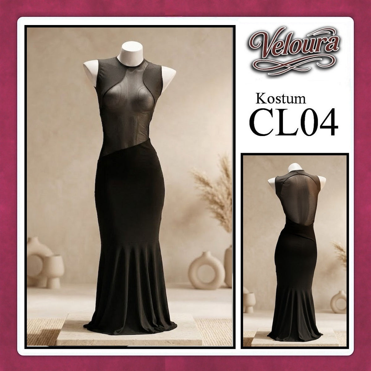 Pekalongan Veloura Pakaian Wanita Long Dress Panjang Hitam - CL04