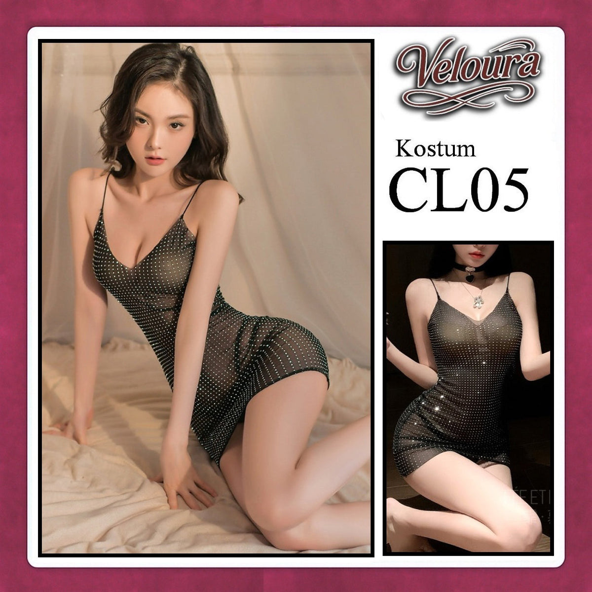 Pekalongan Veloura Pakaian Set Wanita Dress Malam / Pesta / Kostum Cosplay Seksi Transparant Tema - CL05