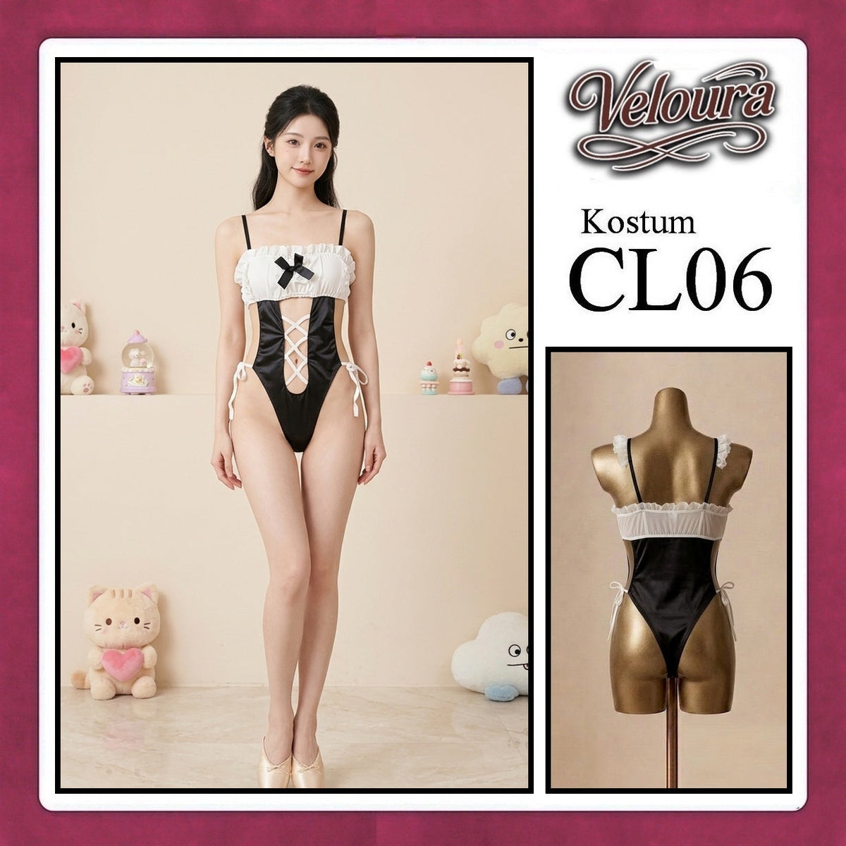 Pekalongan Veloura Pakaian Set Wanita Dress Malam / Pesta / Kostum Cosplay Seksi Transparant Tema - CL06
