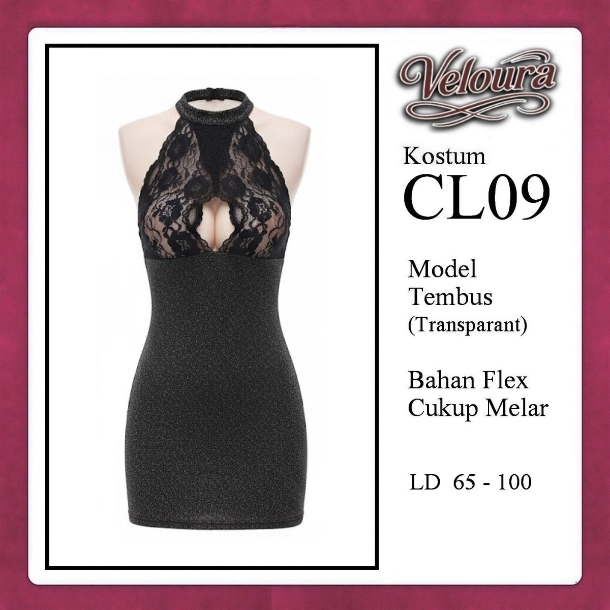Pekalongan Veloura Sexy Lingerie Pakaian Wanita Dress Malam Kostum Tema Seksi Lady - CL09