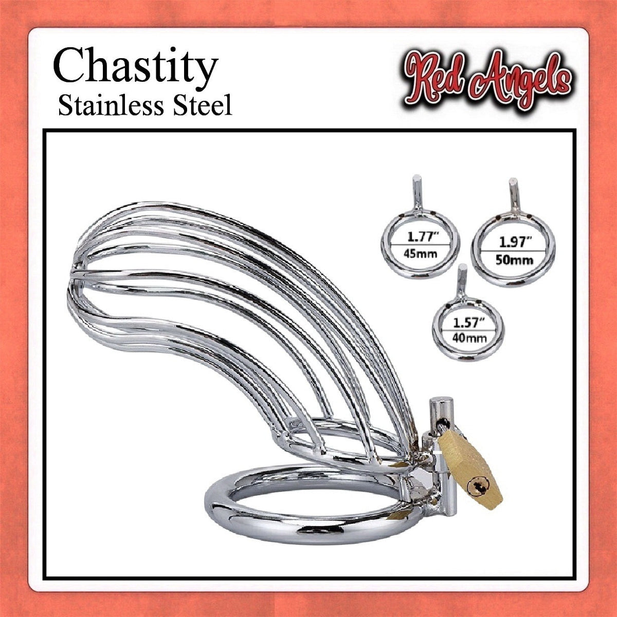 Pekalongan Red Angels Chasity Cage Stainless Pria