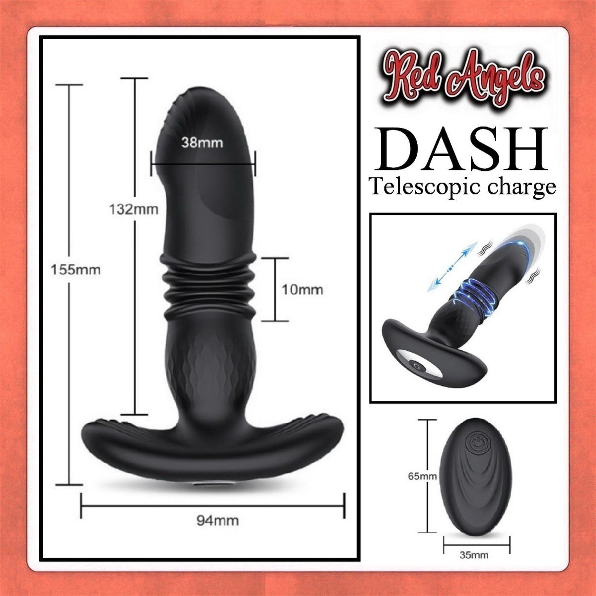 Pekalongan Red Angels Vibrator Anal Plug Telescopic Dash Remote And Charge