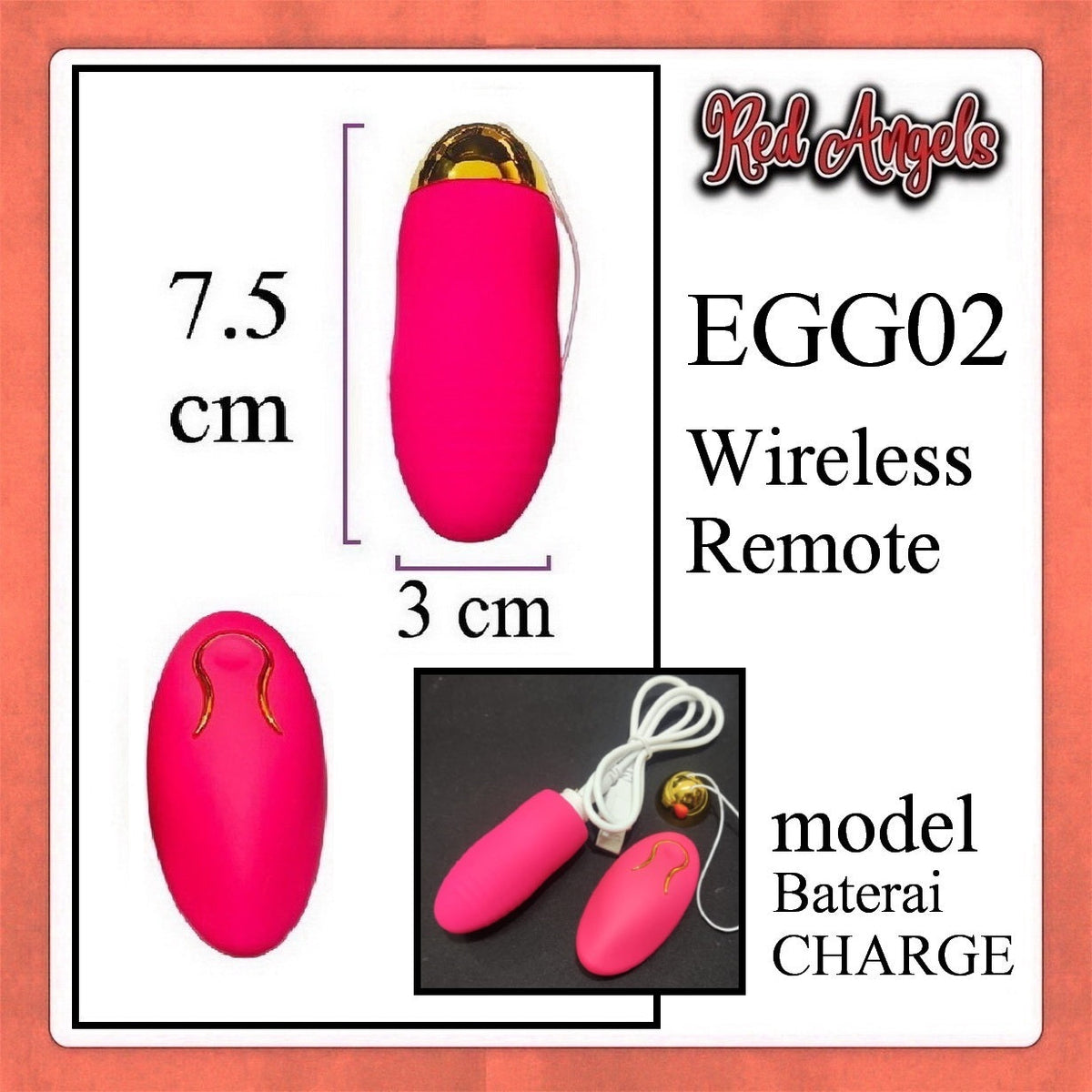 Pekalongan Red Angels Vibrator EGG Wireless Remote Charger