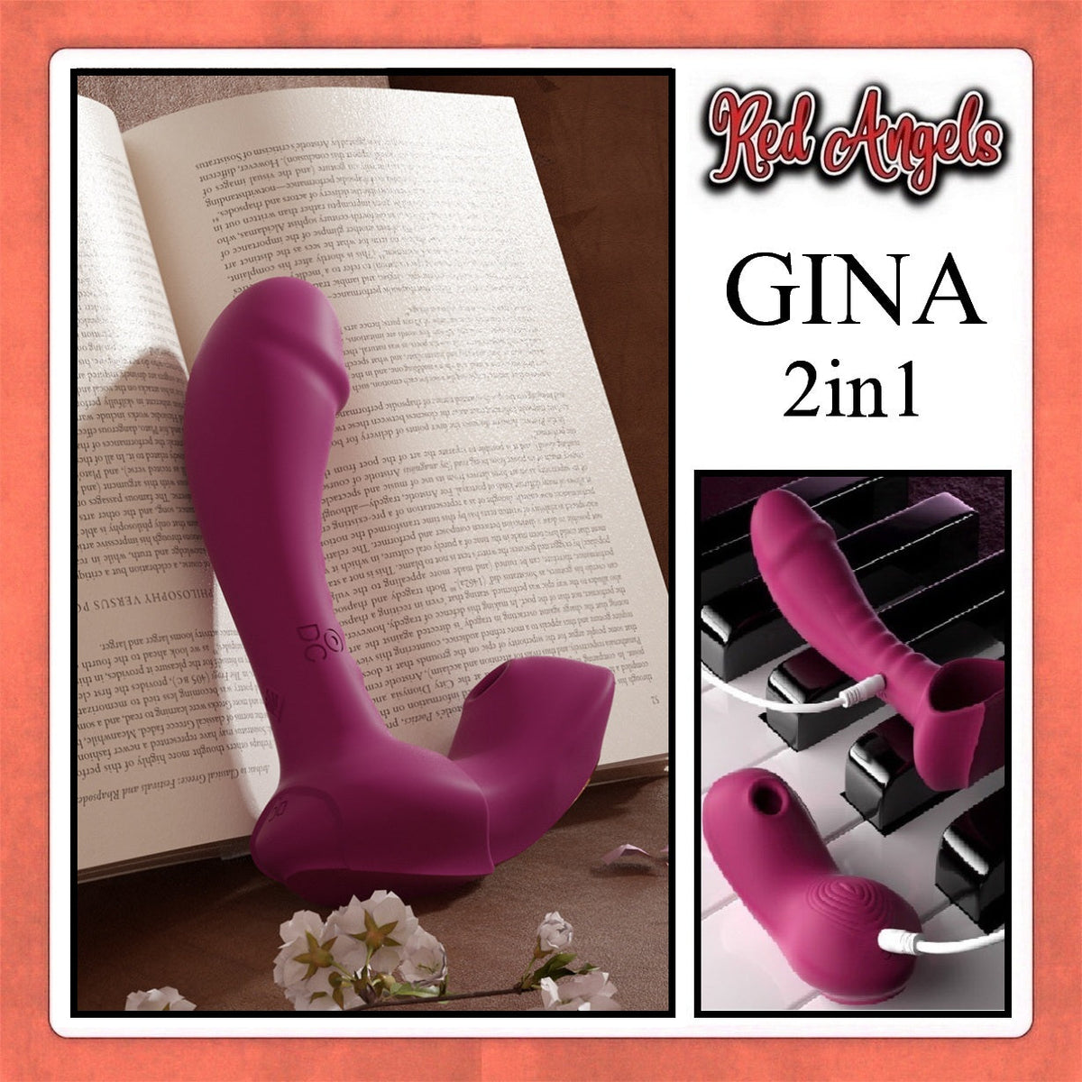 Pekalongan Red Angels Vibrator Gina 2 in 1 Removable With Remote