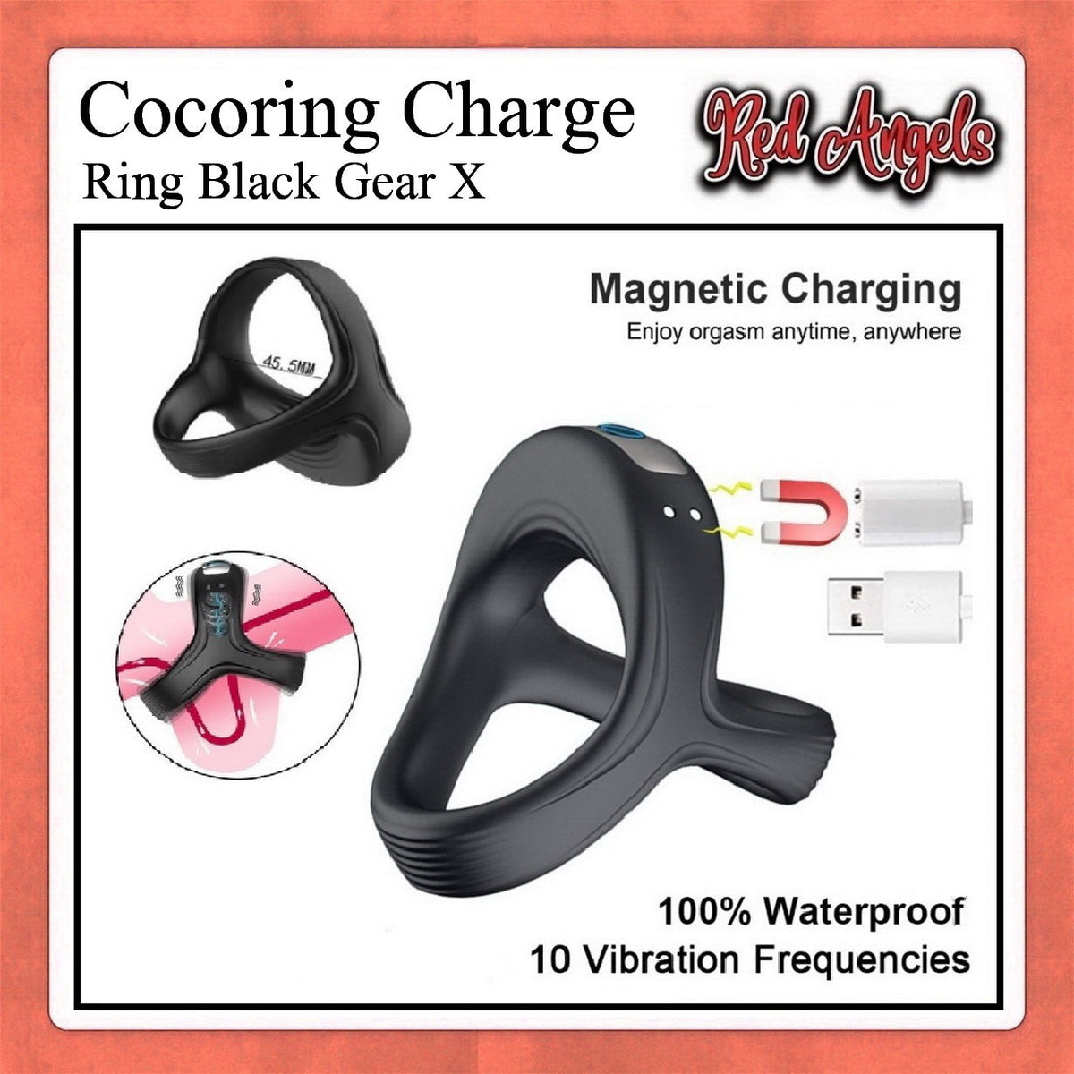 Pekalongan Red Angels Vibrator Pria Black Gear Cock Ring X