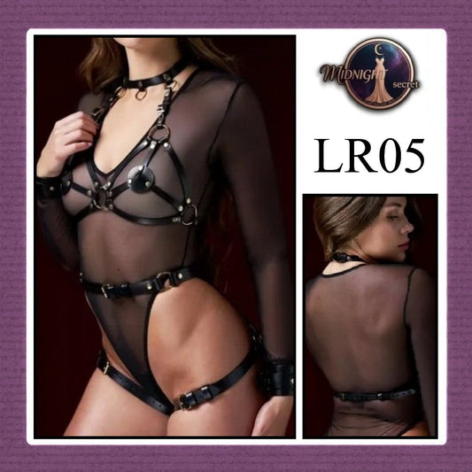 Pekalongan Midnight Body Sexy Harness LR05 - Lingerie Fashion Gothic Streetwear PU Leather