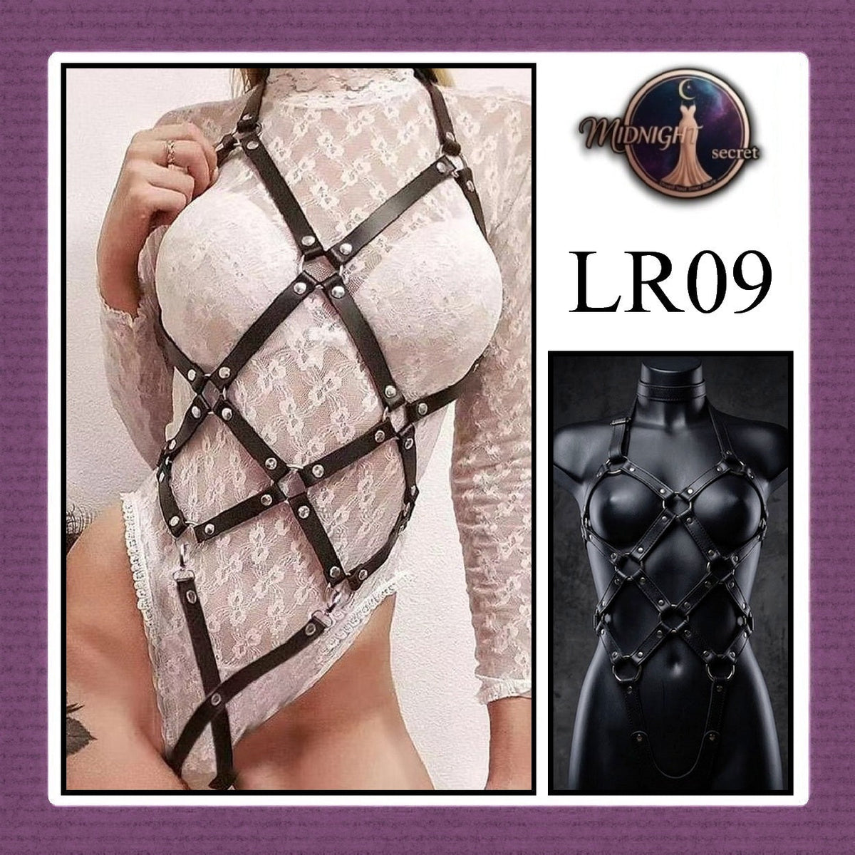 Pekalongan Midnight Body Sexy Harness LR09 - Lingerie Fashion Gothic Streetwear PU Leather