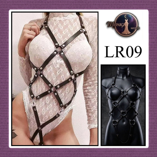 Pekalongan Midnight Body Sexy Harness LR09 - Lingerie Fashion Gothic Streetwear PU Leather
